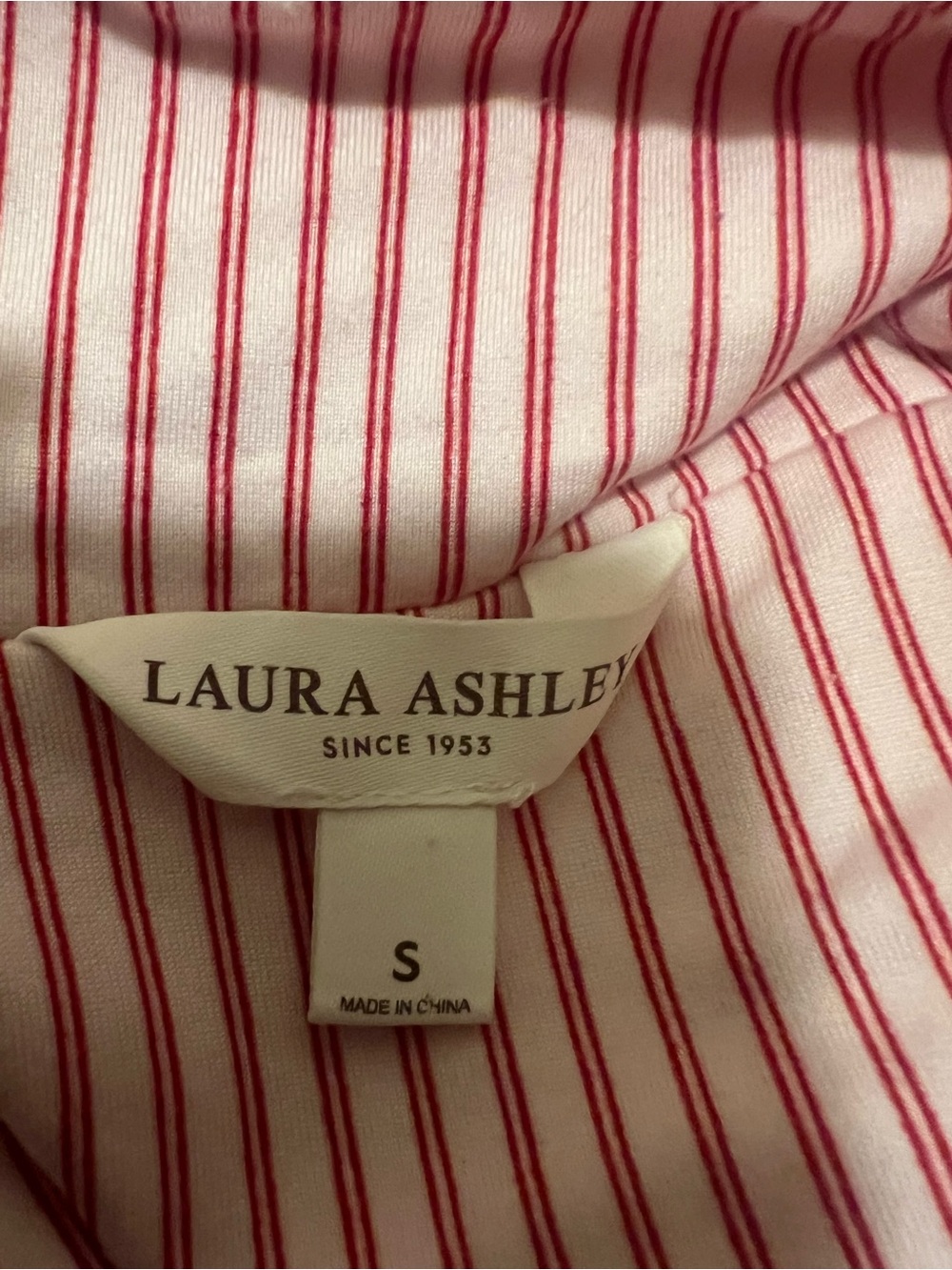 Laura Ashley Red White Stripe Pajama Set Small Bow, Christmas, Valentines - Picture 3 of 3